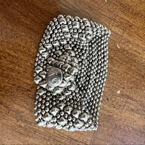 SG Liquid Metal Silver Mesh Bracelet by Sergio Gutierrez Snap Closure